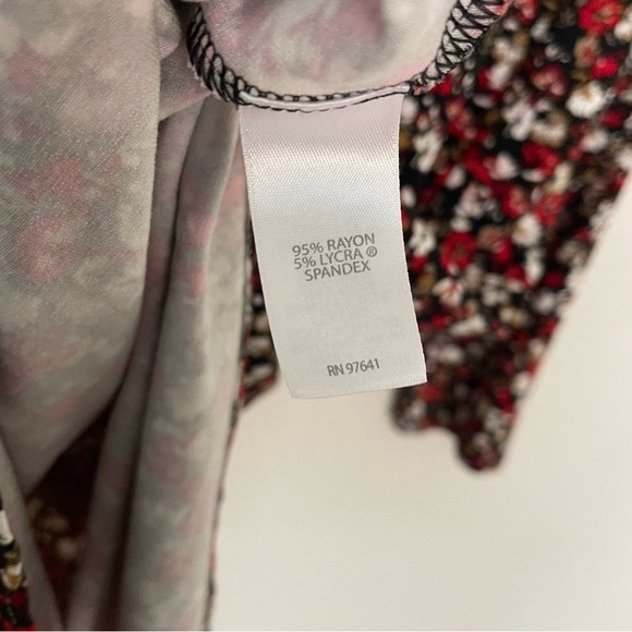 J Jill Wearever Dress Size S TALL Black Floral Long Sleeve Jersey Knit Career - Picture 4 of 7